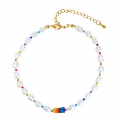Ankelkæde - Perler med regnbue